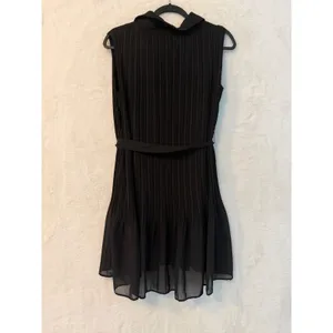 Joie Black Pleated Sleeveless Button Down Belted Mini Dress‎ Large L thumbnail 6