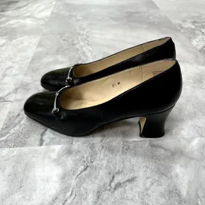 Vintage Etienne Aigner Horse Bit Size 5.5 Black‎ Pumps Block Heel Career thumbnail 6