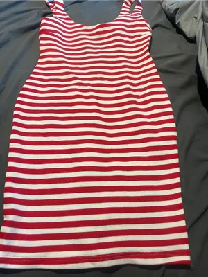 Zara red and white striped dress size xs thumbnail 4