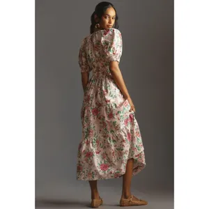 NWT by Anthropologie Somerset Maxi in Rose Floral Puff-Sleeve Edition Dress L thumbnail 3