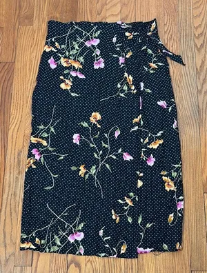 Vintage The Avenue‎ Collection Faux Wrap Maxi Skirt Black Polka Dots Black XL thumbnail 1