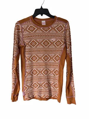 Kari Traa Floke Long Sleeve Base Layer Gold Rust Wool Top size medium Brown thumbnail 1