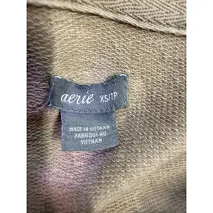 Aerie 1/4 Zip Hoodie Womens XS Oversized Pullover Hoodie Beige, 100% Cotton D49 thumbnail 4