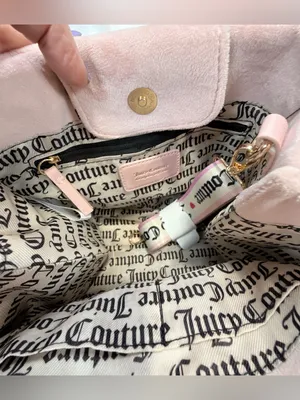 NWOT Juicy Couture Viral Blush Pink Plush Tote with Crystal Logo and Heart Charm thumbnail 7