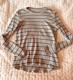 American Eagle Soft & Sexy Plush Striped Ribbed Long Sleeve Tee Size XS thumbnail 1
