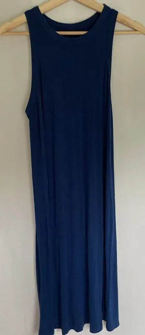a new day blue sleeveless summer sundress casual rayon spandex‎ size small thumbnail 1