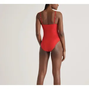 NWT Quince Cherry Red Italian Cami One-Piece Swimsuit Size Small thumbnail 2