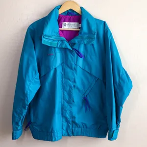Vintage 90s Columbia Windbreaker Jacket‎ Womens L Teal Purple Radial Sleeve thumbnail 1