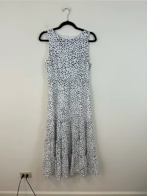 BB Dakota Something About Dots Sleeveless White Polka Dot Tiered Midi Dress Sm thumbnail 2