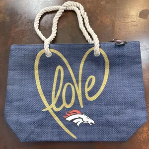 NFL Love Rope Tote Denver Broncos Navy Gold Game Wear Football purse bag thumbnail 1