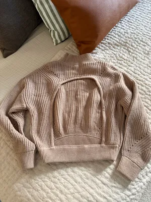 Forever 21 Tan open back mock neck knit sweater thumbnail 7