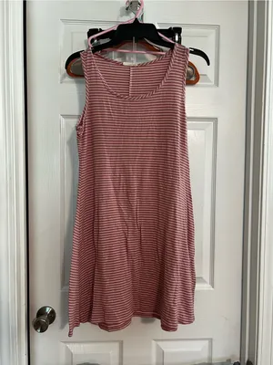 Olivia Rae Dusty Rose Striped Tank Swing Dress thumbnail 2