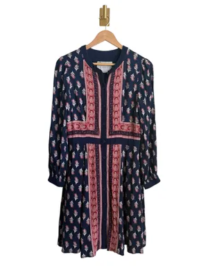 Gal Meets Glam Woodblock Print Button Front Midi Dress Size 10 thumbnail 5