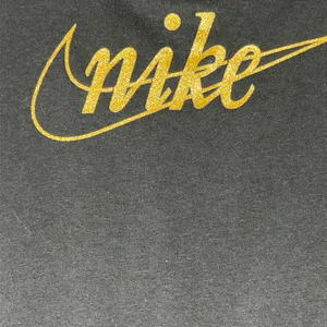 Nike Funnel‎ Cowl Neck Sweatshirt Hoodie Women Xs Black/Gold Glitter Logo A73 thumbnail 3
