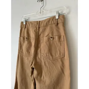 Reformation Jeans Khaki Organic Cotton Tencel Straight Leg High Rise Pants Sz 25 thumbnail 4