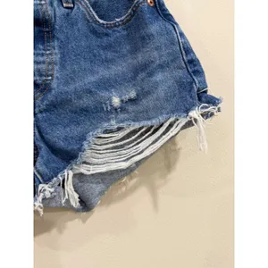 Levis 501 High Rise Distressed Denim Shorts Medium Wash Blue Size 25 Button Fly thumbnail 4