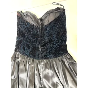 Gunne Sax Jessica McClintock Vintage Strapless Ball Gown Blue, Black 7 thumbnail 10