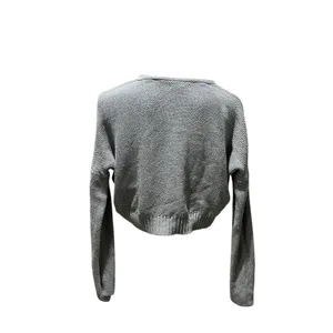 LA Hearts Women's Gray Cropped Henley Sweater Size S Casual Fall thumbnail 9