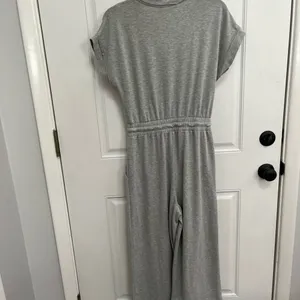 Kittenish gray jumpsuit sweats comfy wrap front drawstring‎ wide leg small thumbnail 5