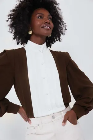 TUCKERNUCK X India Hicks Chocolate and Ivory Grove Blouse NWT Size XXXL thumbnail 1