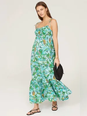kate spade Green Floral Tie-Shoulder Maxi Dress with pockets thumbnail 4
