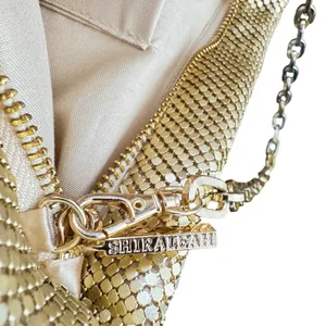 Shiraleah Chicago Gold Mesh Clutch Evening Shoulder Bag Metallic Chain 80s Glam thumbnail 5