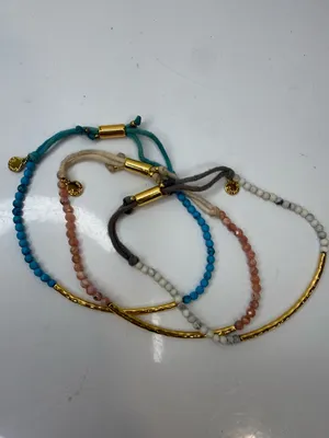 Gorjana Power Gemstone Bracelet Stack Set of 3 Gold Bar Adjustable thumbnail 2