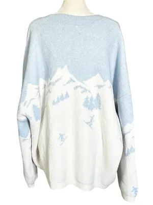 LOFT Mountain Ski Sweater Long Sleeve Snow Mountain Design Blue Size XL thumbnail 2