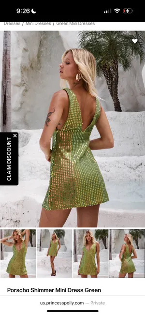 Porscha Shimmer Mini Dress Green thumbnail 2