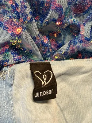 Windsor Sequin Bodycon Mini Dress Womens Light Blue Lace Up Open Back Y2K Size S thumbnail 3