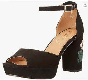 Nanette Lepore Viola Platform Block Heel Pumps Floral Embroidered Black Size 6.5 thumbnail 1