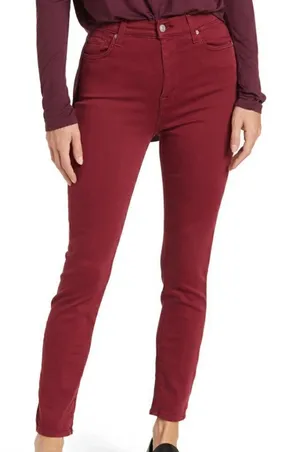 7 For All Mankind Women's Size 31 High Waist Ankle Skinny Jeans Merlot‎ Wine Red thumbnail 1