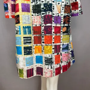 Handmade Tunic Top Bold Print Women Pockets Colorful Busy Pattern Funky Casual‎ thumbnail 7