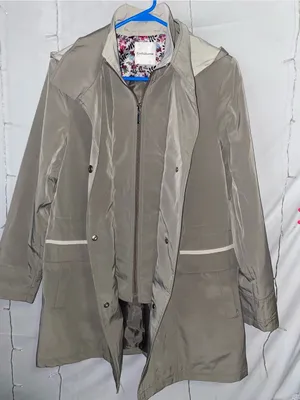 Coldwater Creek Olive Green Hooded Trench Coat with Contrast Trim thumbnail 3