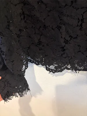 LOFT Black Lace Button-Front Collared Shirt thumbnail 4