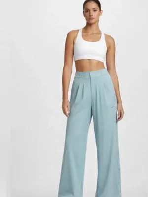 NWT Nike Dri-Fit Trousers Wide Leg Workout Training Pant Aqua Blue Medium thumbnail 2