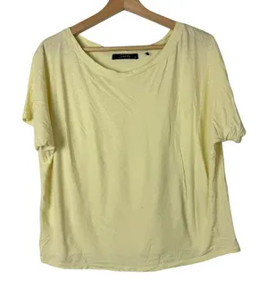 Boutique School‎ Rag Pale Yellow Boxy Short Sleeve T-Shirt S thumbnail 1
