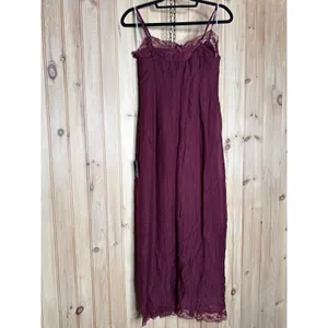 NWT Lulus Veanna Burgundy Textured Lace Button-Front Midi Dress Party Size S thumbnail 6