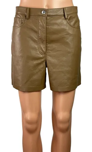 Aritzia Wilfred Womens Brown Faux Vegan Leather High Waisted Mini Shorts Size 8 thumbnail 1