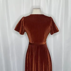 BALTIC BORN Andi Velvet High Low Maxi Dress Ribbed Party Holiday‎ Copper Rust XS thumbnail 10