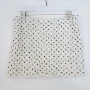 Zara cream / ivory / off white sequin embellished crochet mini skirt thumbnail 1