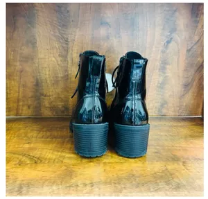 Forever 21 black patent leather chunky boots 7 thumbnail 2
