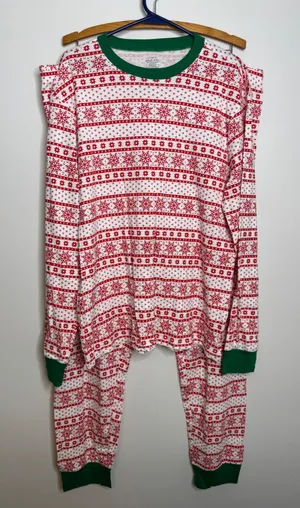 Carter's Pajama Set Adult XXL Red White Fair Isle Excellent Snowflake Holiday thumbnail 1