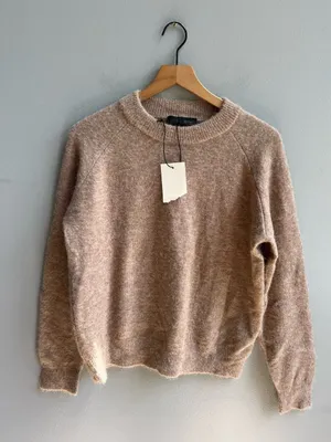 Zara Women's NWT Alpaca and Wool Blend Brown Crew Neck Sweater Size Medium thumbnail 2