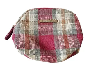 Longaberger Vintage Zip Top Orchard Plaid Coin Change Purse Key Ring thumbnail 1