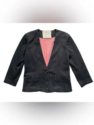 Anthropologie Cartonnier Charcoal Sans Collar 3/4 Sleeve Blazer thumbnail 2