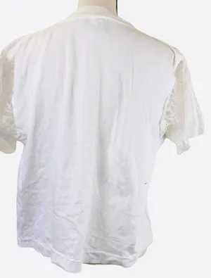 Totally 90s Vintage Style Up! White Pink Blue Puff Design Floral Lace T Shirt OS thumbnail 2
