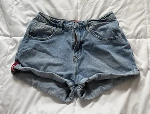 Vintage 90s Y2K Denim Micro Mini Shorts Size 3 Preppy Girlie Baddie‎ Grunge City thumbnail 1