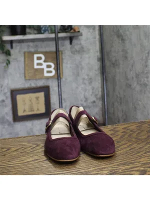 NWT Marc Fisher Dress Flats with Square Toe and Ankle Strap Red Suede Purple 8M thumbnail 9