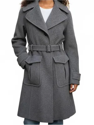 DKNY Womens Wool Blend Tie Belt Trench - Size 6 thumbnail 1